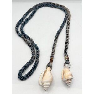 Vintage blue woven seashell Shell belt